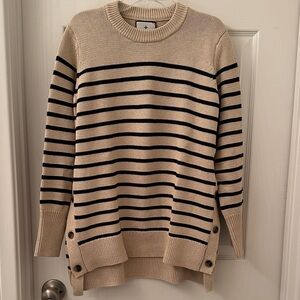 Tuckernuck Striped Beige and Navy Sweater